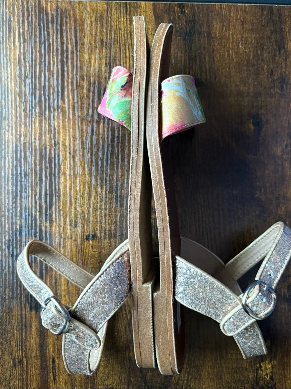 Steve Madden Floral Pink and Gold Ankle-Strap Sandals